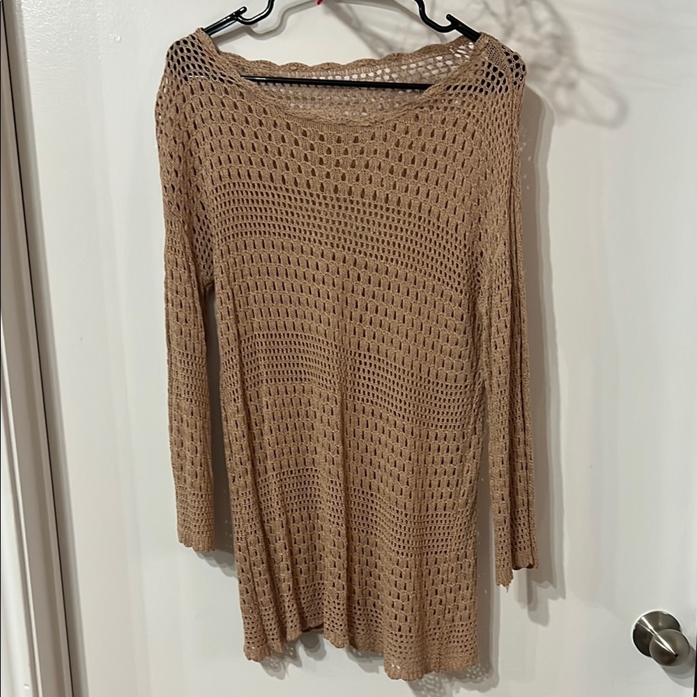 Amazon Tan Crochet Swim Coverup